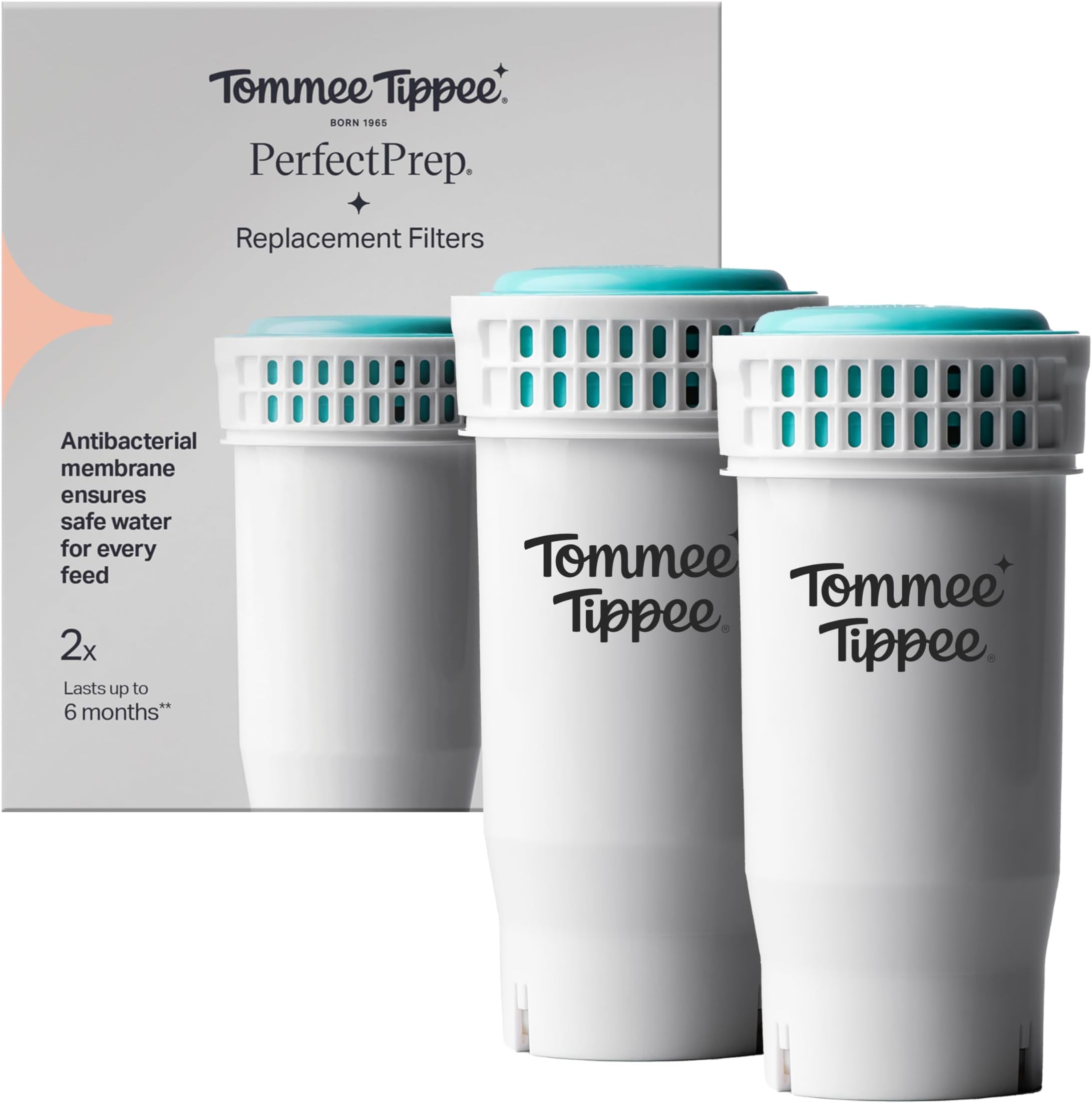 Tommee Tippee Perfect Prep Replacement Filter, Pack of 2, Compatible with All Perfect Prep Machines, Antibacterial Filter Removes Bacteria, Impurities and Contaminants