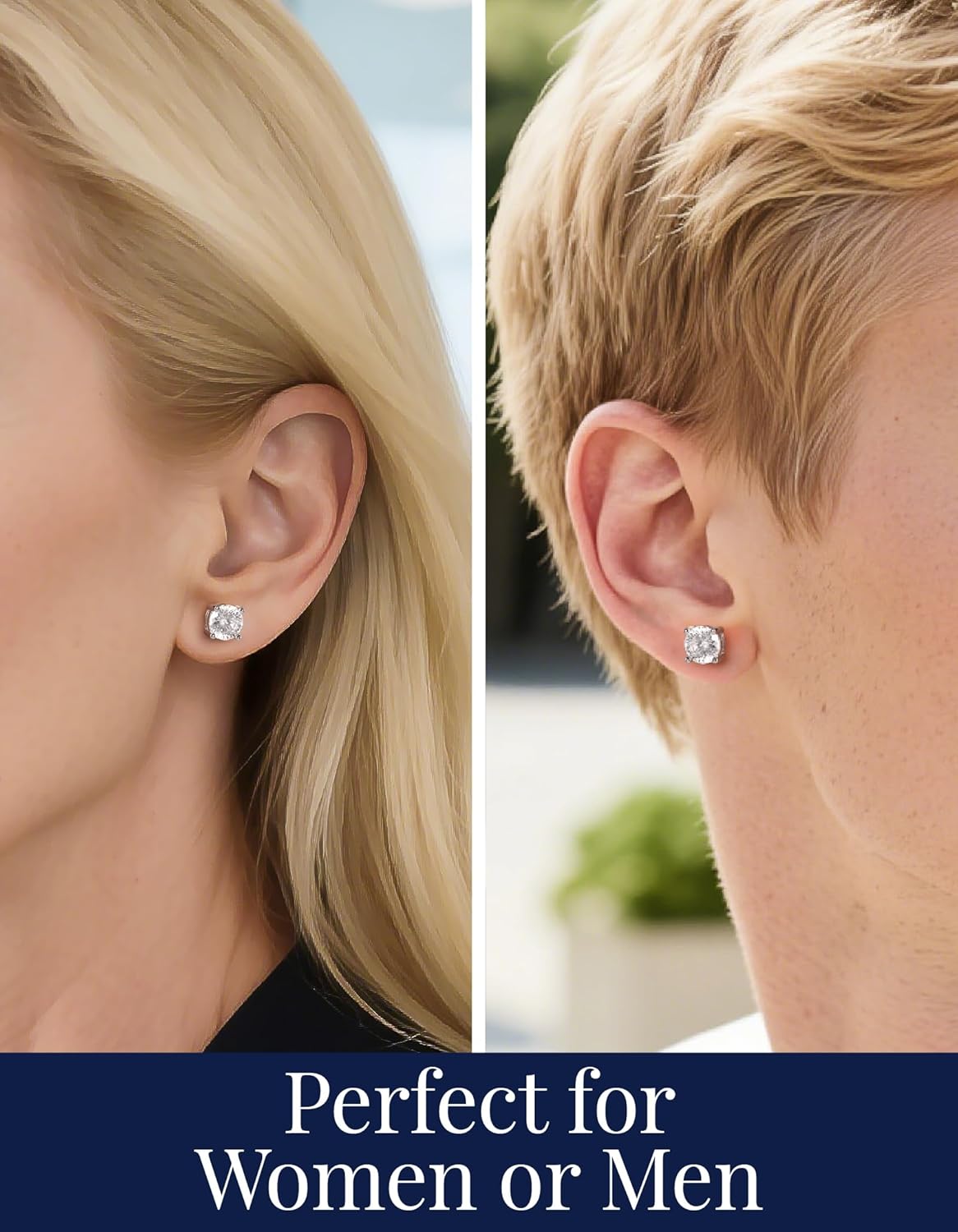 MomentWish Moissanite Earrings, Birthday Gifts for Her, D Color VVS1 Clarity Moissanite Stud Earrings, White Gold Plated 925 Sterling Silver Studs Jewelry for Women Men - Image 4