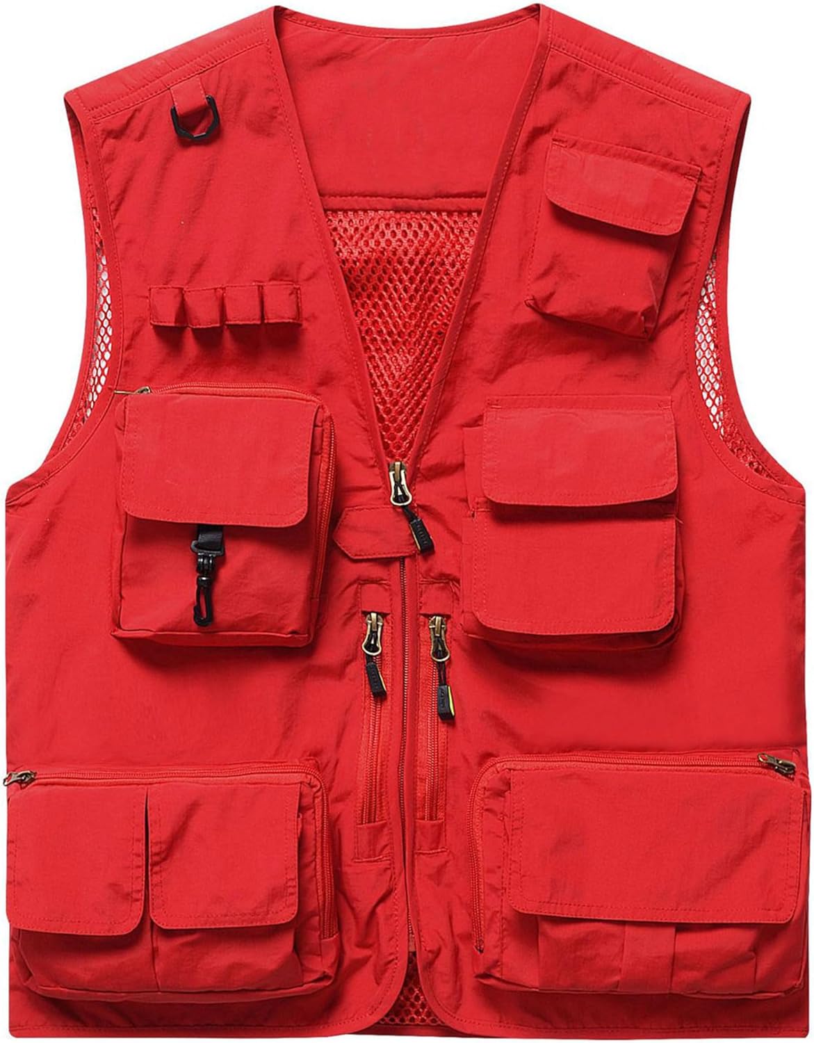 Flygo Men's Casual Lightweight Outdoor Fishing Work Safari Travel Photo Cargo Vest Jacket Multi Pockets