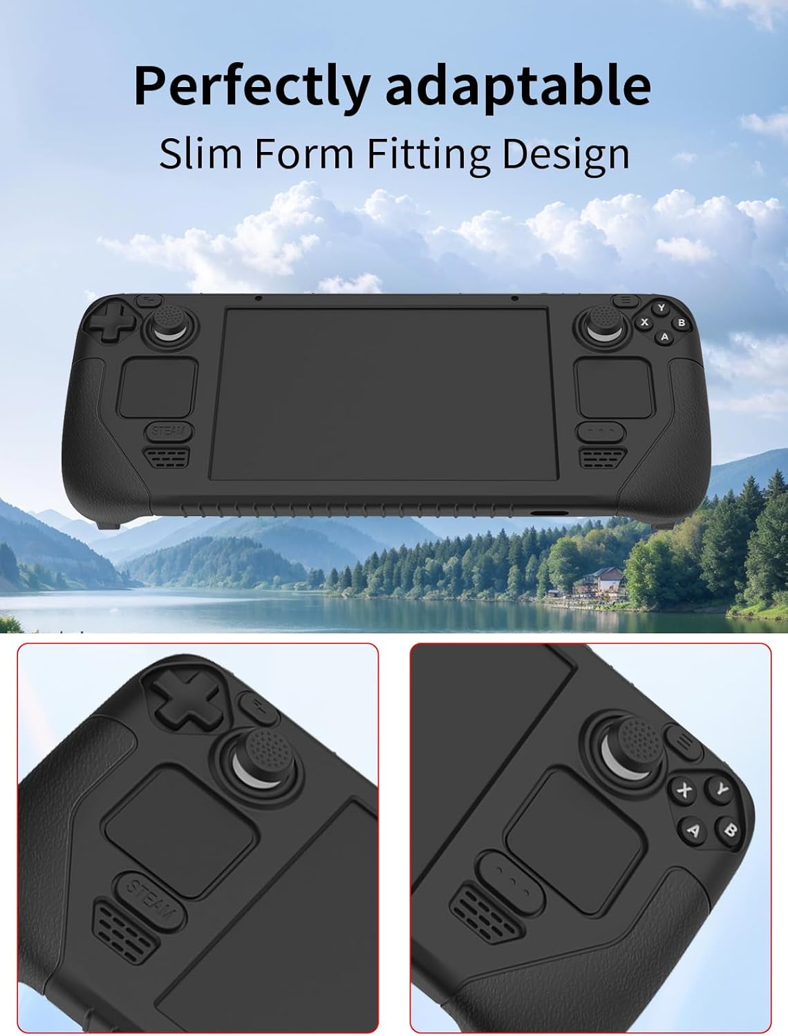 Case for Valve Steam Deck Handheld Console,BOVUGAC Soft Silicone with Two Sets of keycaps,Anti-Fall Shockproof Protective Kids Friendly for Steam Deck Gaming Console Accessories(Black) image 4 of 7 B0DRRWXSF4