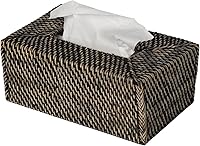 Vista 1 de KOUBOO Loma - Funda rectangular de ratán para caja de pañuelos, caja de pañuelos, caja decorativa, cocina, dormitorio, oficina (negro lavado)