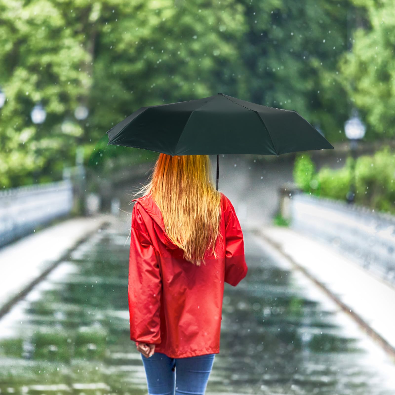 ibasenice Parapluie Pliant Automatique 10 Branches 3 Volets Revêtement Noir Anti-uv Vert Léger Compact pour Voyage Protection Pluie et Soleil Homme Femme Portable Style Plusieurs styles