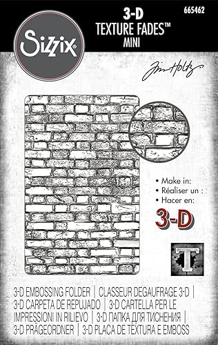 Miniatura 7 de Tim Holtz Alterations Sizzix 3D Texture Fades - Carpetas en relieve - Mini madera, mini adoquines y mini ladrillos - Paquete de 3 artículos