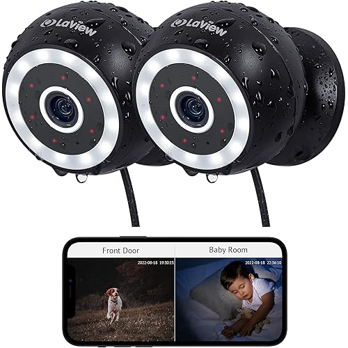 LaView 4MP 2K Security Cameras Outdoor Indoor Wired,IP65, Starlight Sensor & 100 Ft Night Vision,Motion/Person Detection,2-Way Audio/Spotlight,US Cloud,Compatible With Alexa,iOS & Android & Web Access
