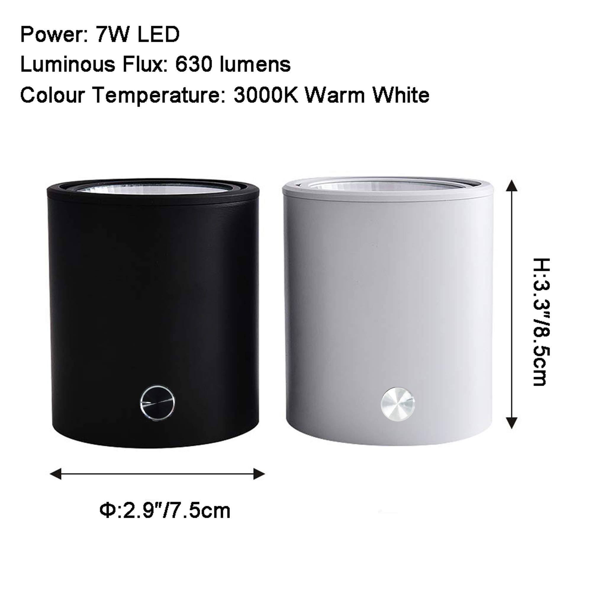 SKIVTGLAMP Dimmable High Accent Uplight 7W COB LED Barrel Type Spotlight Light with 5.9ft On/Off Foot Pedal Switch Cord Extra Light Rotating Decorative Light for Loft Gallery Exhibition,Black