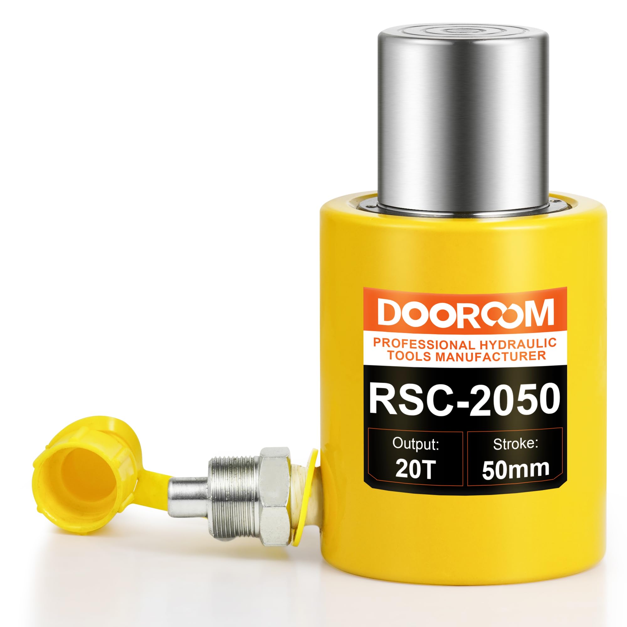 DOOROOM 20 Ton Hydraulic Cylinder Jack,2” Stroke Hydraulic Ram Jack, Porta Power Automatic Retracting Jack, Yellow, RSC-20T