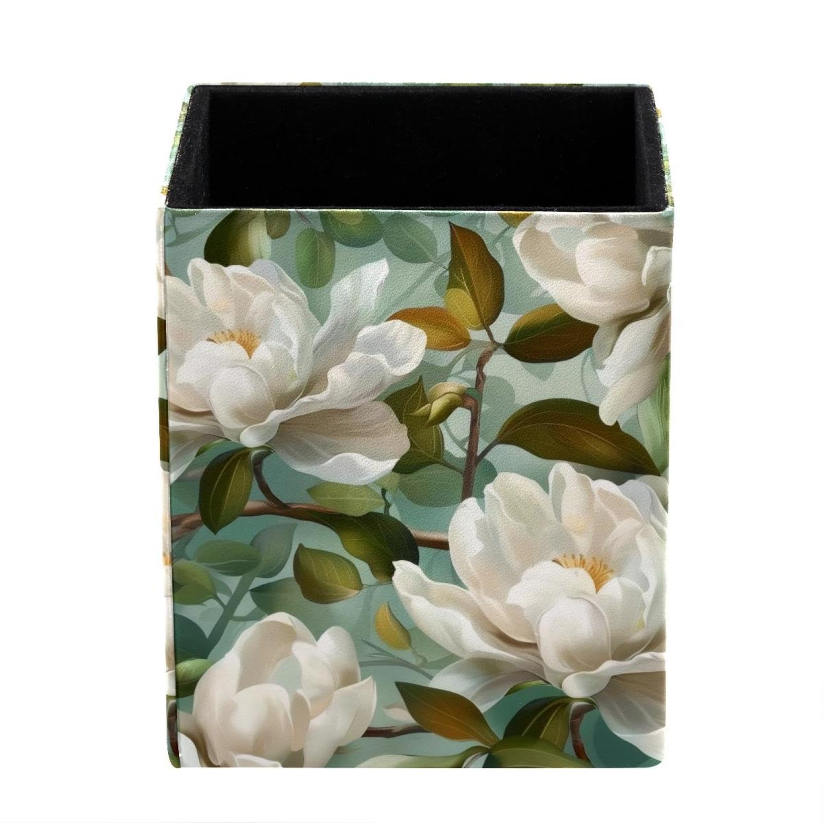 FWJZDSP Pen Holder for Desk, White Magnolias Pencil Holder, Pen Cup Functional Desk Organizer for Office Supplies