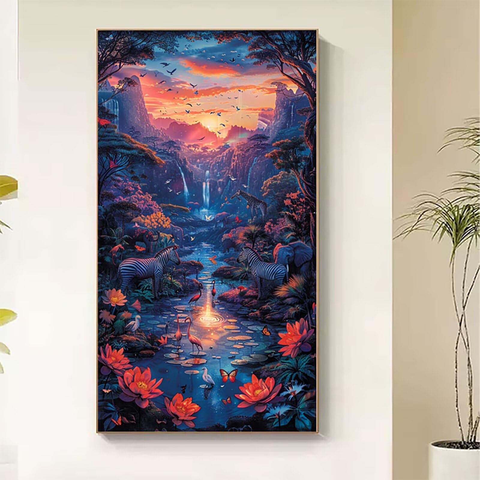 Dipingere con i Numeri Adulti Tramonto, Dipingere con i Numeri Animale, Fai da te Paint by Numbers per Principianti, Hobby Creativi Adulti, Painting by Numbers per Decorazioni Casa 80x160cm I-4077