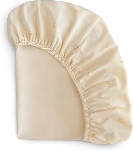 mushie Sábana para cuna elástica y suave, ajustable de 28 x 52 pulgadas (sol)