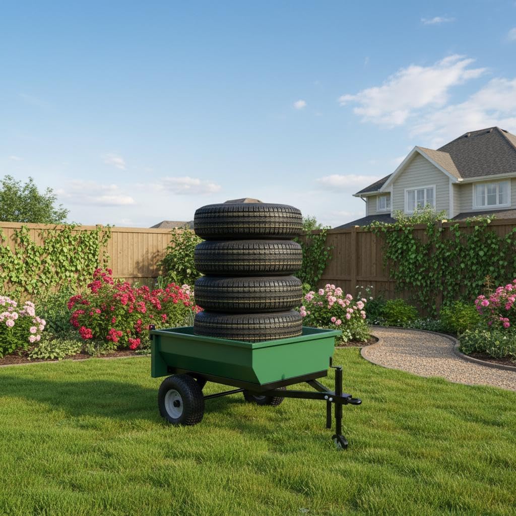 GarveeTech 2PCS 5.30-12 5.30x12 530-12 Trailer Tires with 12 in Rims, 2 Pack 5.30 12 Tire 5 Lug on 4.5 in, Center Bore 2.95", 6PR, Muti Function Lawn Mower & Tractor Turf & Boat Tire