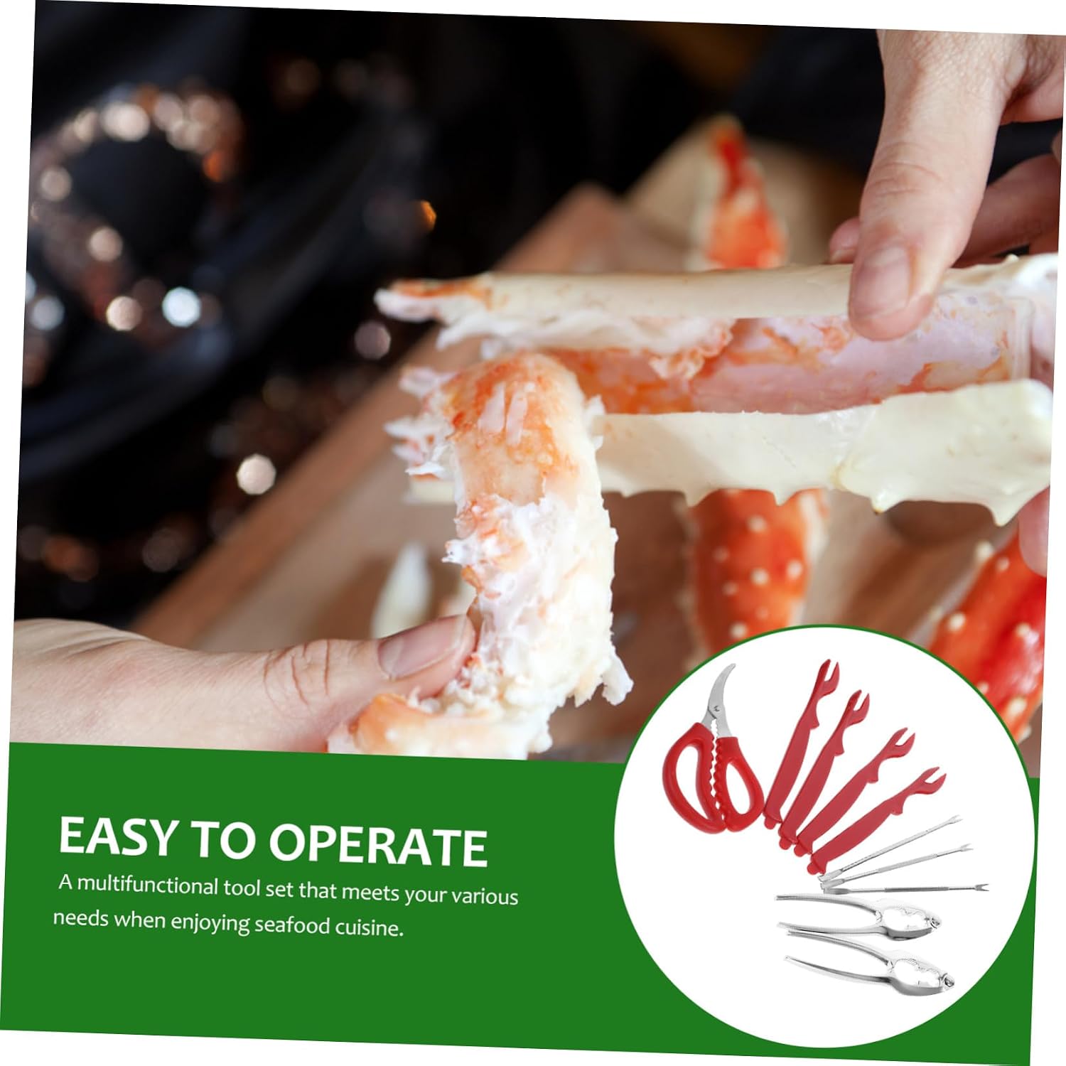 Mikinona Seafood Eating Tools Crab Crackers Forks Picks for Effortless Crab and Lobster Picking for
