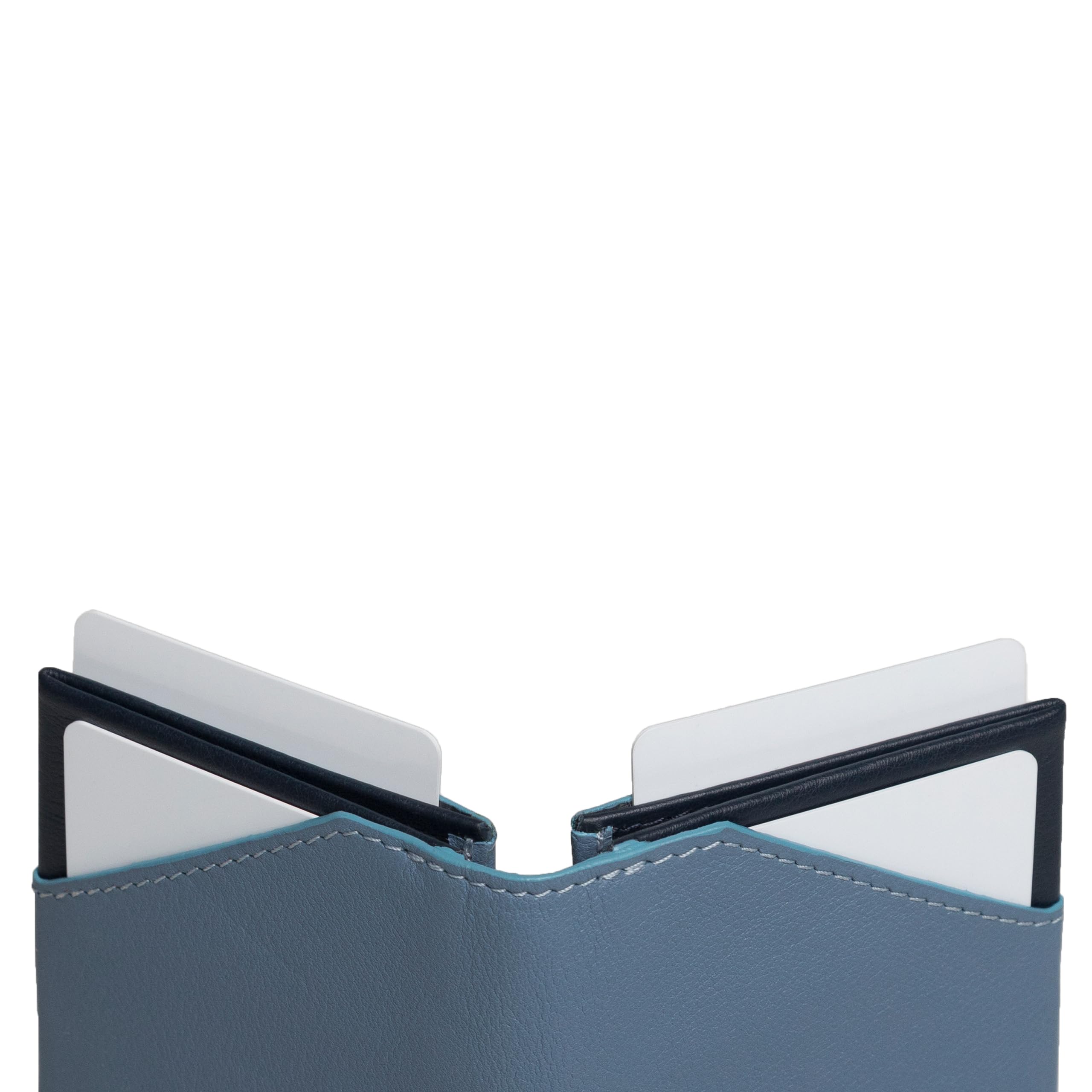 ROIK Cartera y Tarjetero para Hombre, Monedero para Mujer, Billetera Pequeña, Hasta 10 Tarjetas, 100% Piel, España - City Blue