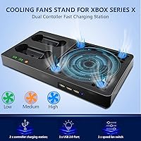 Vista 2 de JYMEGOVR Soporte de refrigeración para Xbox Series X, estación de carga y juego de batería recargable de 2 x 1400 mAh