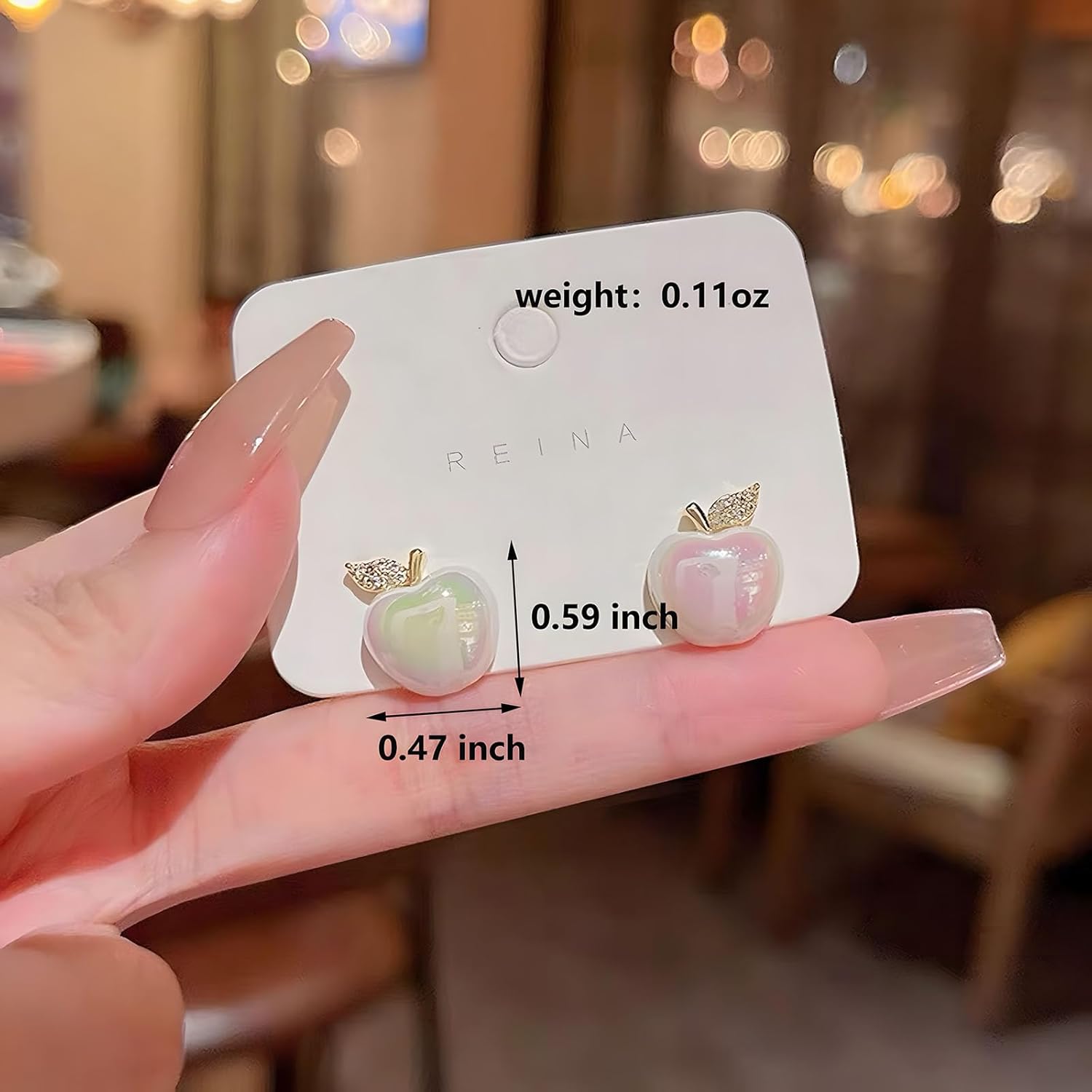 Small Apple Stud Earrings for Women Red Enamel Apple Stud Earrings Christmas Eve Jewelry - Image 6