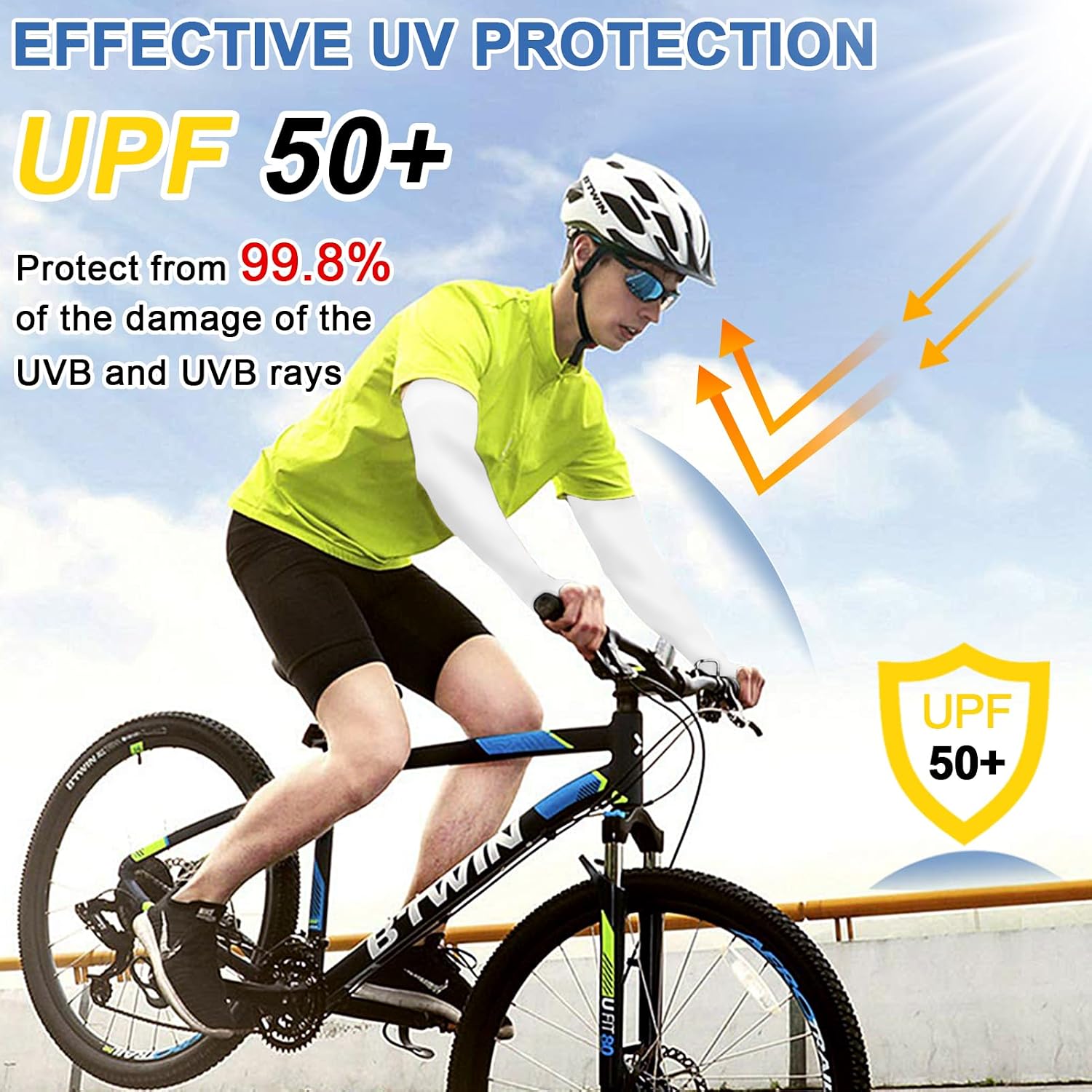 beister Arm Sleeves for Men & Women, UPF 50+ UV Sun Protection, Cooling | Lightweight stretch knit; half-hand coverage; thumb-hole design; tattoo cover; driving, golf, cycling, gaming, outdoor work