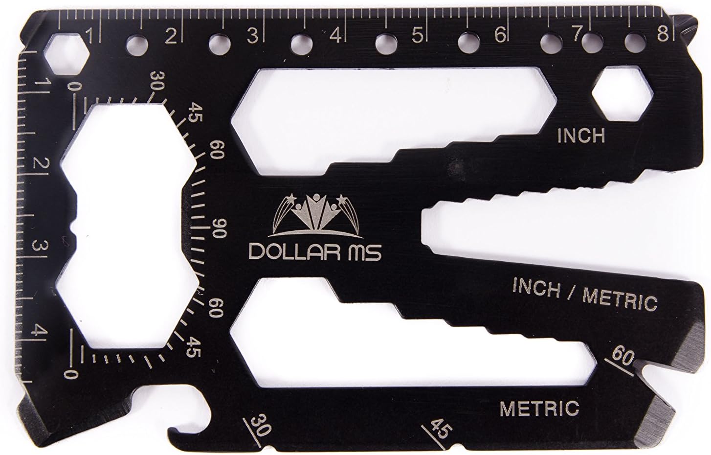 Multi-Tool Card By DOLLAR MS:Stainless Steel Multifunctional Credit Card Tool With Can &Bottle Opener | Cord Cutter | Screw Driver |Inch &Metric Ruler | Scraper |Pry Bar, And More