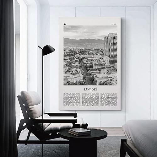 Miniatura 2 de Impresión de San José en blanco y negro de Costa Rica, arte de pared de San José, póster de San José, foto de San José, póster de lienzo impreso de