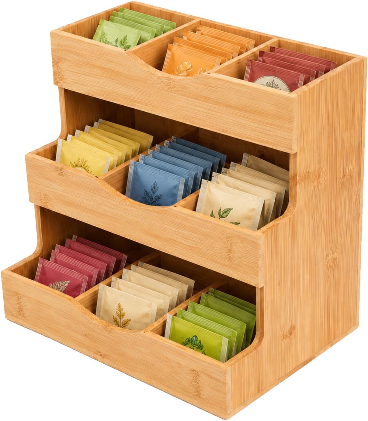 Wooden Tea Bag Organizer with Compartments