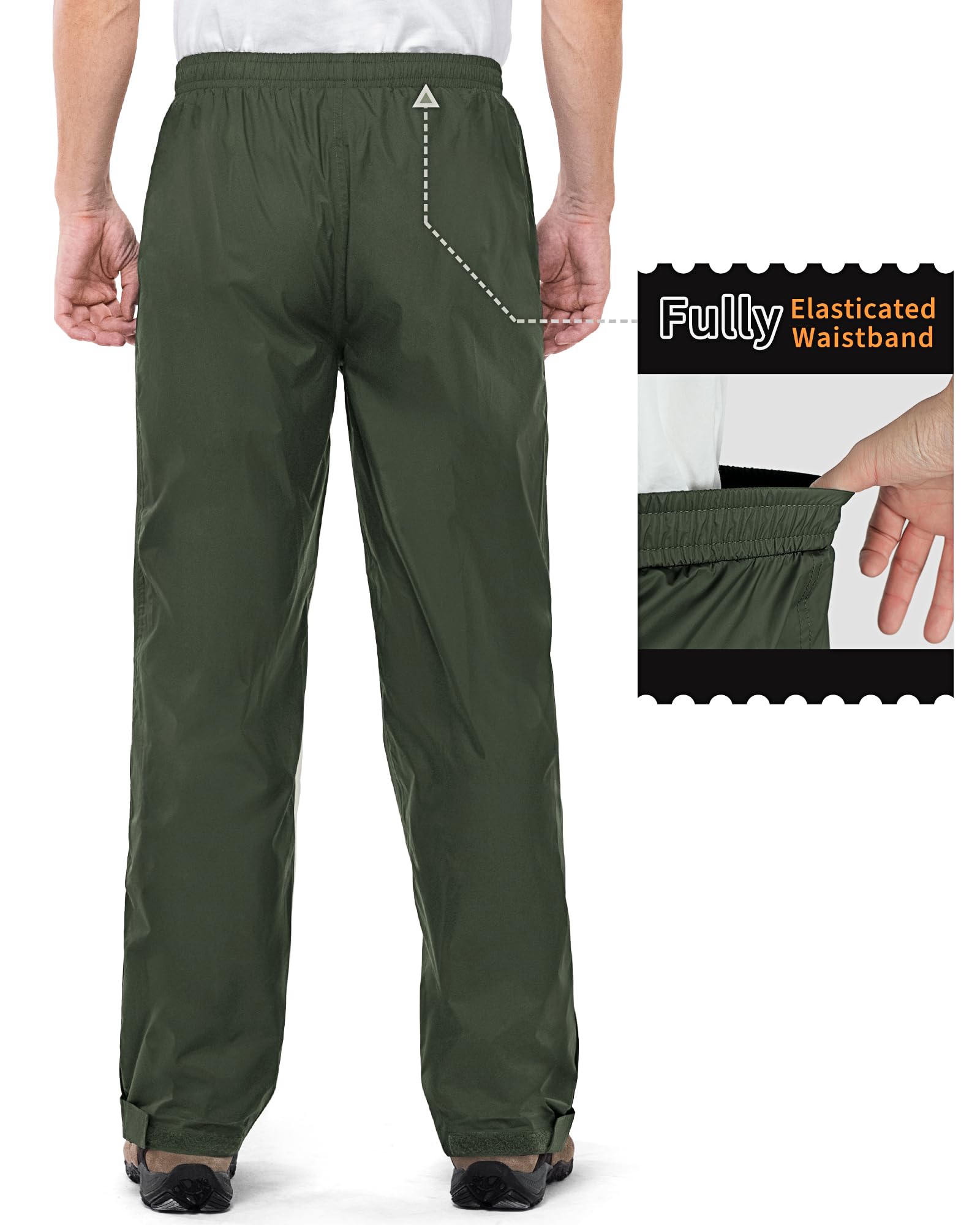 Outdoor Ventures Pantaloni antipioggia da uomo, per bicicletta, impermeabili, traspiranti, antivento, per attività all'aria aperta, da trekking, leggeri