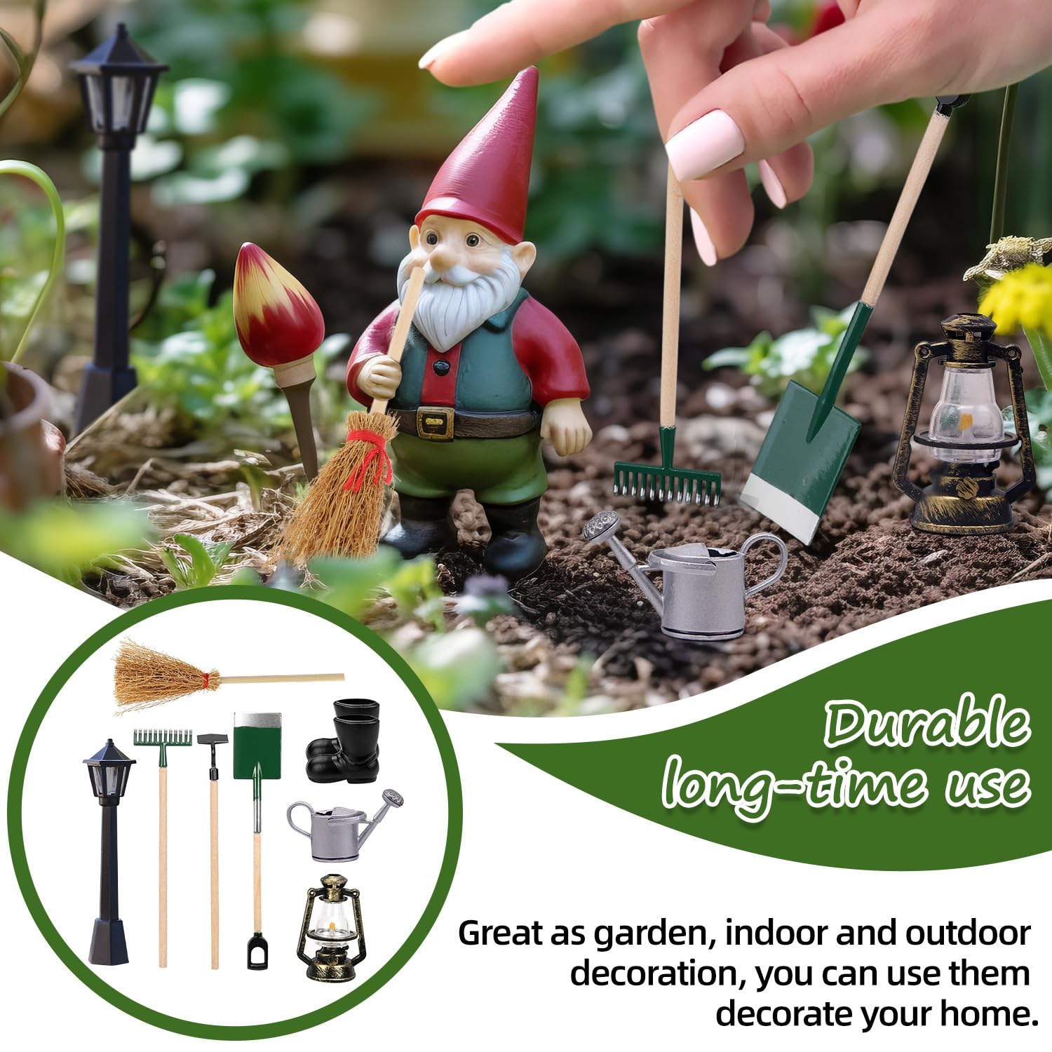 Set 4 Mini Attrezzi Da Giardino In Lega - Decorazioni Per Case Delle Bambole E Progetti Fai Da Te, Marrone - Foto 9