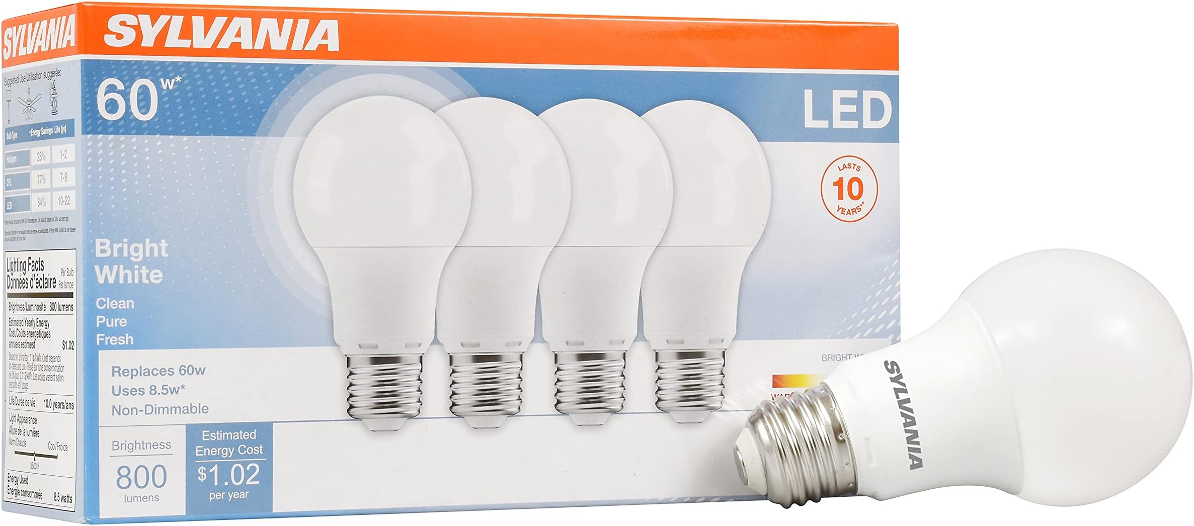 Sylvania Home Lighting 79704 Sylvania A19 Led Light Bulb, 60W
