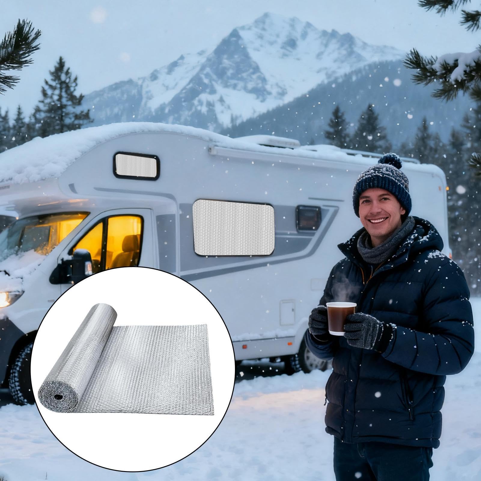 Rotolo Isolante in Alluminio Foglio Isolante Termico a Barriera Radiante | Isolamento Doppio Riflettente Foglio Termico A Bolle Per Tetto Di Camper, Porta Da Garage, Camion E Auto