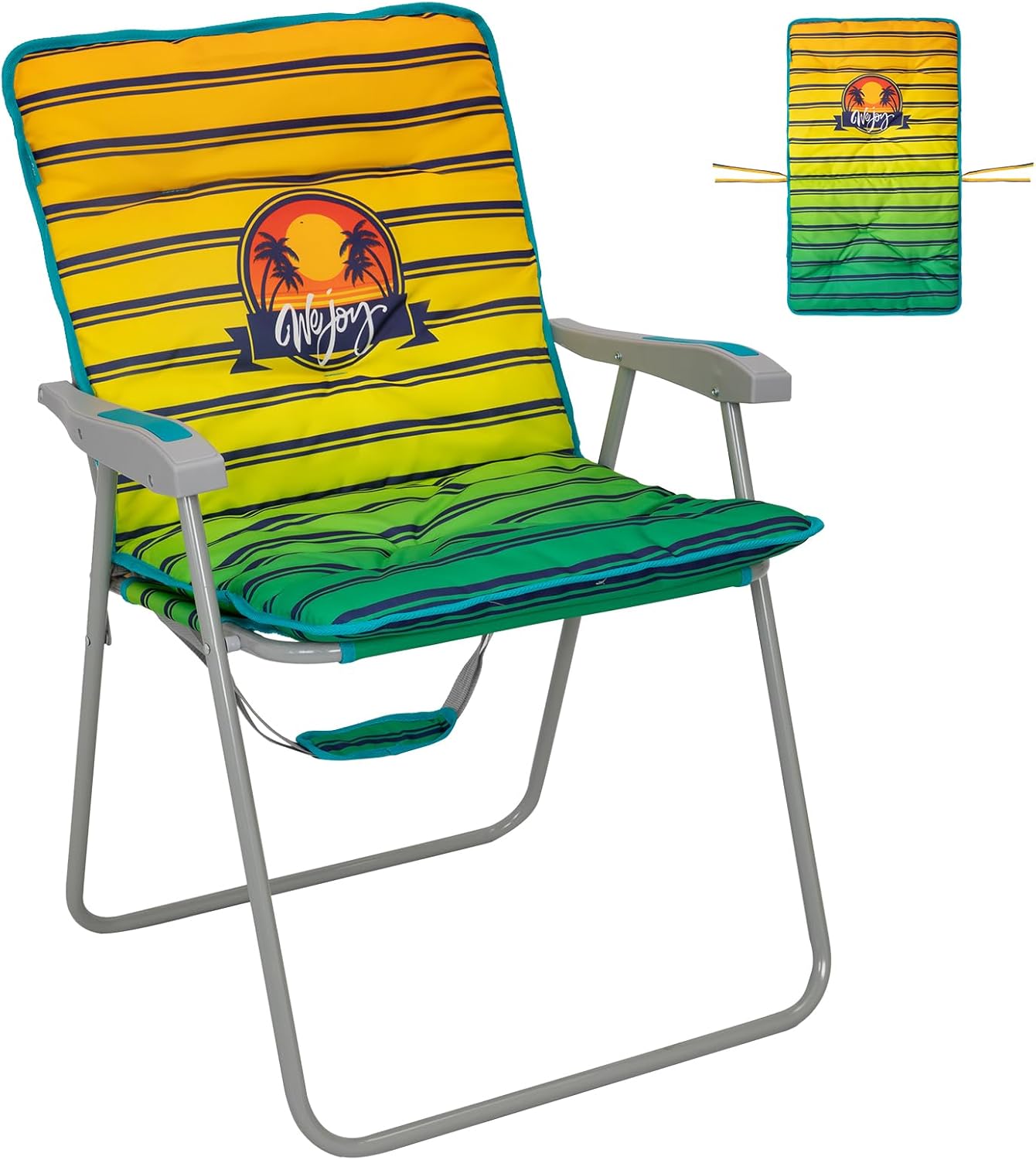 #WEJOY High Back Beach Chair with Removeable Padded Cushion for Adults Lightweight and Portable Camping Beach Chairs with Carry Strap for Outdoor Camp Sand Concert Lawn Festival Sports