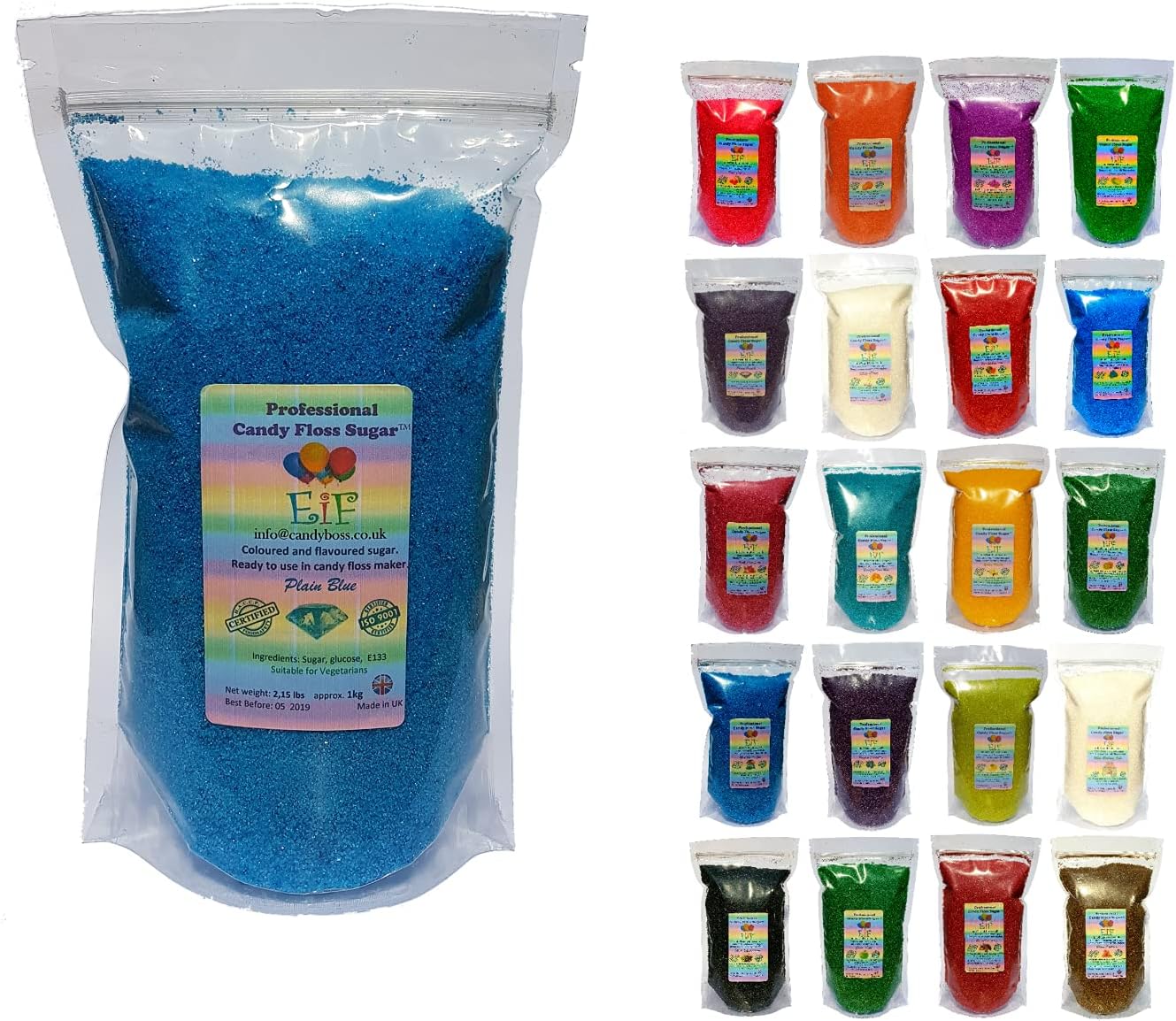Candy Floss Cotton Sugar EverydayisFriday Blue Original 1 KG - Ready to Use in Your Machine