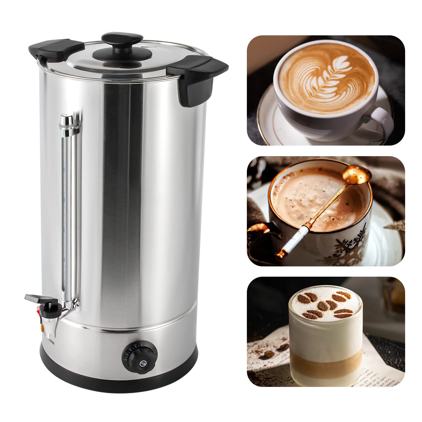 LyeXD 25L/6.6gal Commercial Coffee Urn Tea Maker Machine, 1.4KW 110V Stainless Steel Percolate Coffee Maker Hot Water Dispenser with Faucet, Electric Coffee Maker Hot Water Urn for Home, Party, Office