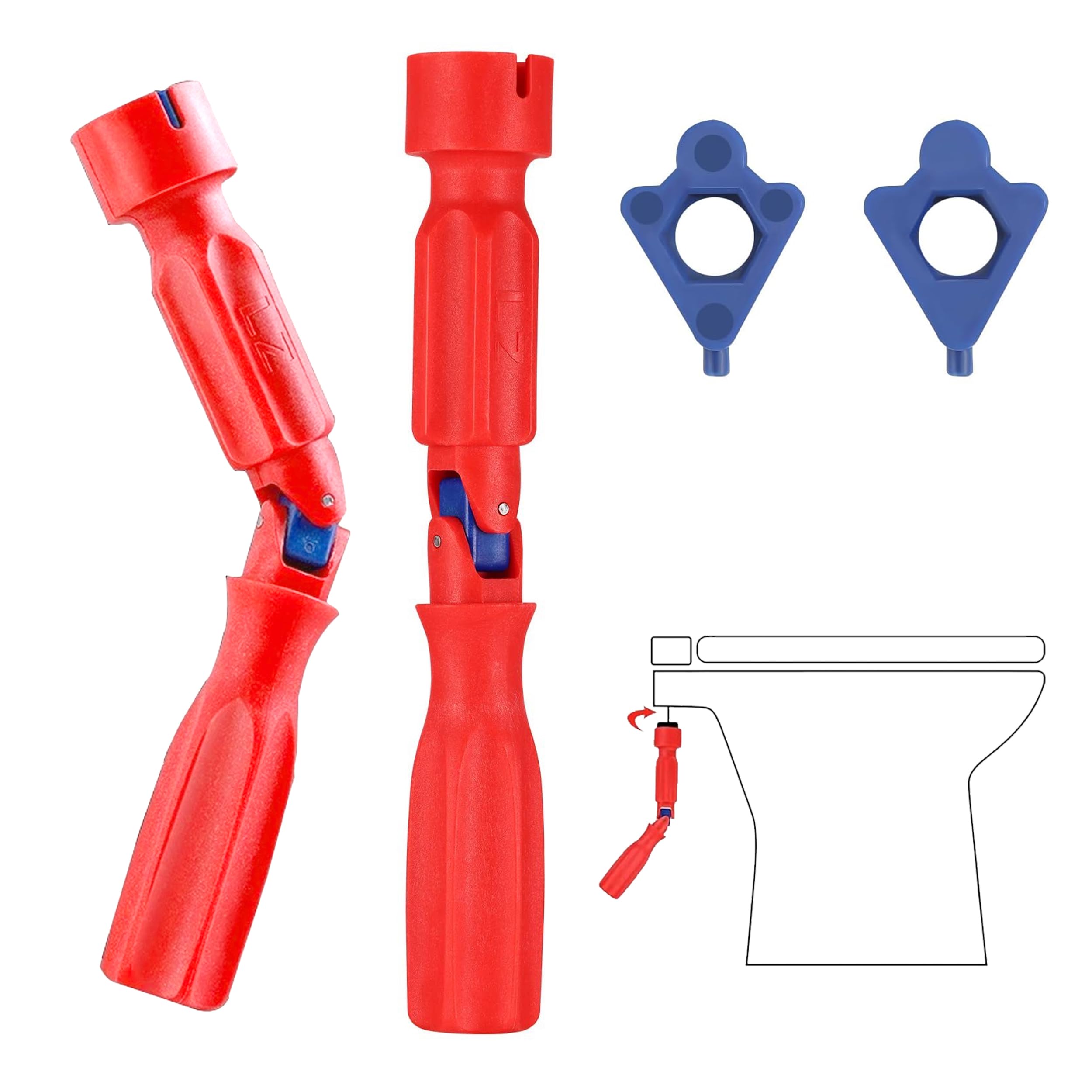 Toilet Seat Spanner Plumbing Tools, 1 Set Toilet Seat Tightening Tool With 2 Replacement Heads, Universal Toilet Seat Fitting Tool For Removal, Installation, And Repair – Handy Maintenance Artifact