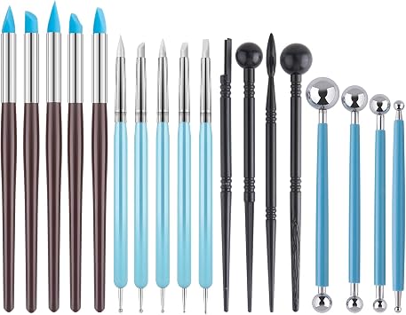 Thyrflen 18PCS Silicone Clay Sculpting Tools, Silicone Painting Brushes Kit, Clay Shaper Tool for Nail Art, Dotting, Shaping, Modeling, Air Dry Clay, Pottery, Ceramics, Polymer Clay, Crafts Supplies