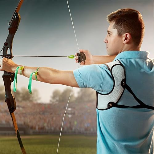 Miniatura 21 de Ringsun Lengüetas de cuero con arco para dedos, hecho a mano, para equipo de práctica de tiro, pestaña de dedos de arco recurvo Derecha