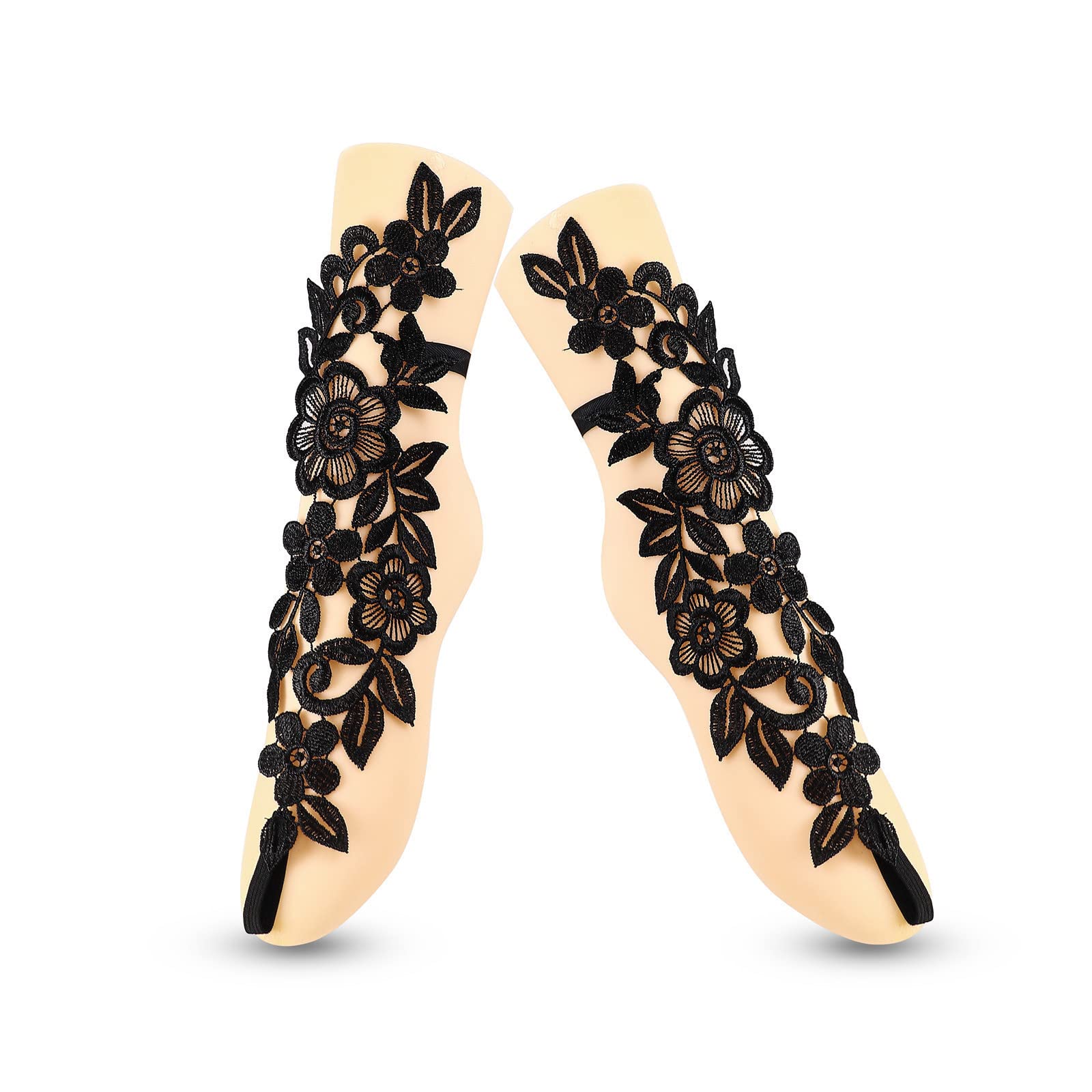 Caiyao2Pcs Sexy Lace Embroidery Flower Anklet with Toe Ring Vintage Floral Barefoot Sandals Slave Anklet for Women Girl Bridal Wedding FootJewelry Prom Festival Gift, lace, lace