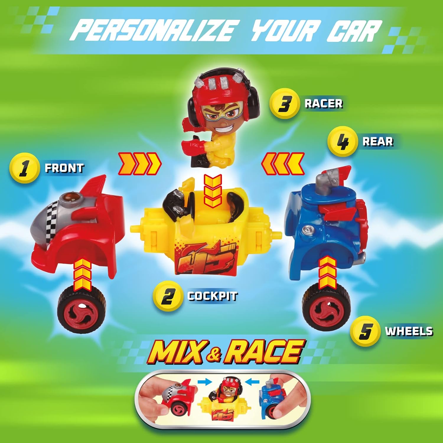 T-RACERS Glow Race Series - Collectible surprise car and driver. Car can be taken apart piece by piece, and parts are interchangeable - Image 5