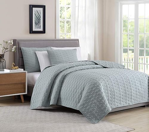 Miniatura 1 de BOURINA Juego de edredón de edredón de 3 piezas de microfibra que incluye 2 fundas de almohada y 1 edredón, tamaño Queen de 90 x 92 pulgadas, color