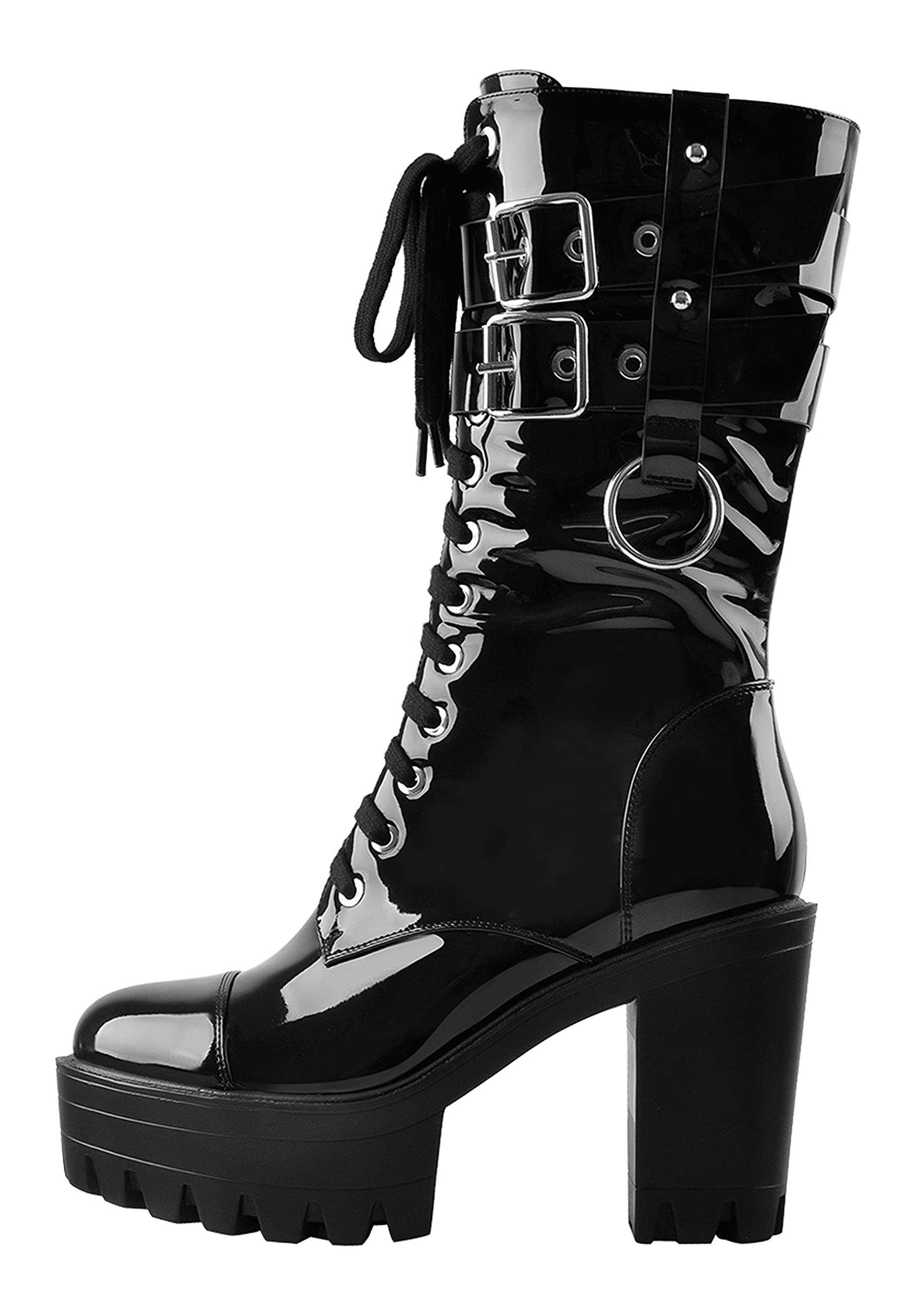 MissHeel Botines con plataforma Botines Botines con cordones Góticos de caña corta Botas Tacón Cuadrado Estilo Punk