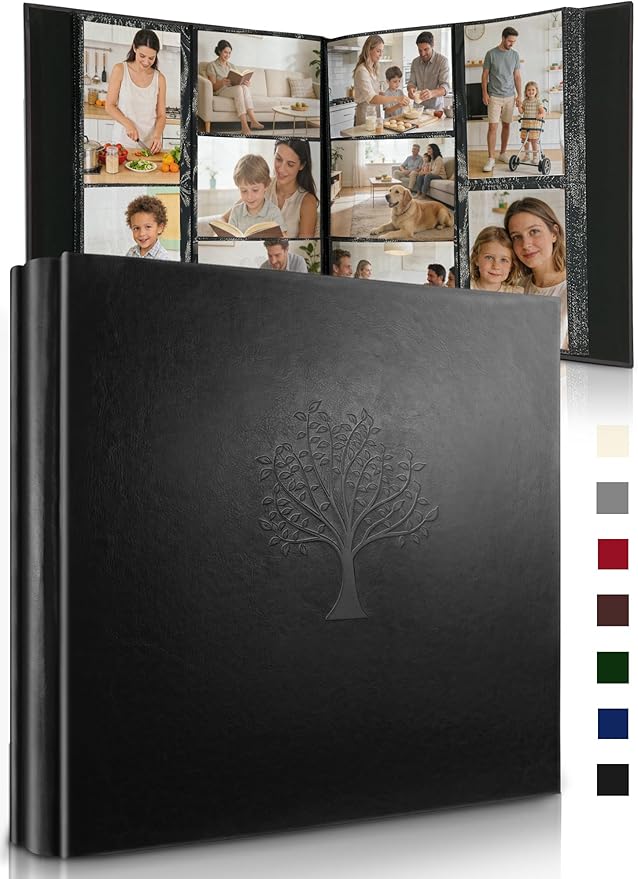 Photo Album 4x6 600 Pockets Slip-in, Extra Large Capacity PU Leather Cover, Holds Horizontal & Vertical Photos Acid-Free for Family Wedding Baby Anniversary Christmas Gift (Black)