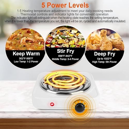 Miniatura 3 de Eléctrico, 1000 W, de acero inoxidable, portátil, de un solo tubo, estufa eléctrica, placa de cocina eléctrica, encimera de cocina, calentador