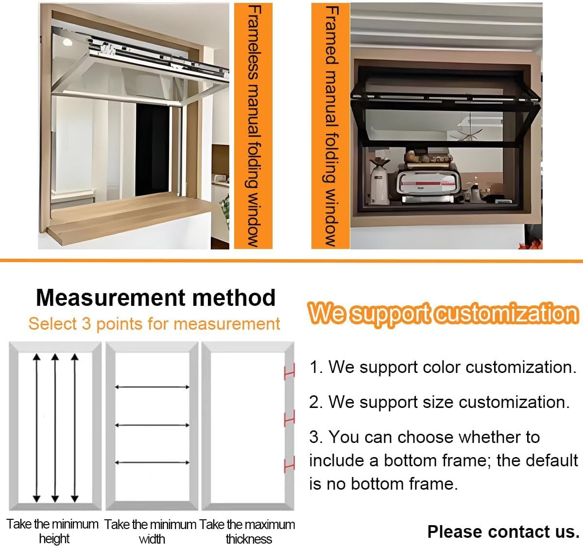Customizable Folding Concession Window,Aluminum Frame Serving Windows,Folding Sliding Windows Double Hung Window with Tempered Glass