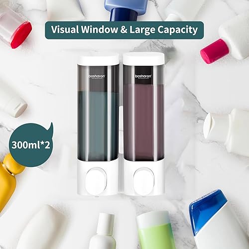 Miniatura 3 de Dispensador de jabón de ducha 2 en 1, dispensador de champú y acondicionador de cámara de 10.1 fl oz, dispensador de champú para ducha montado en la