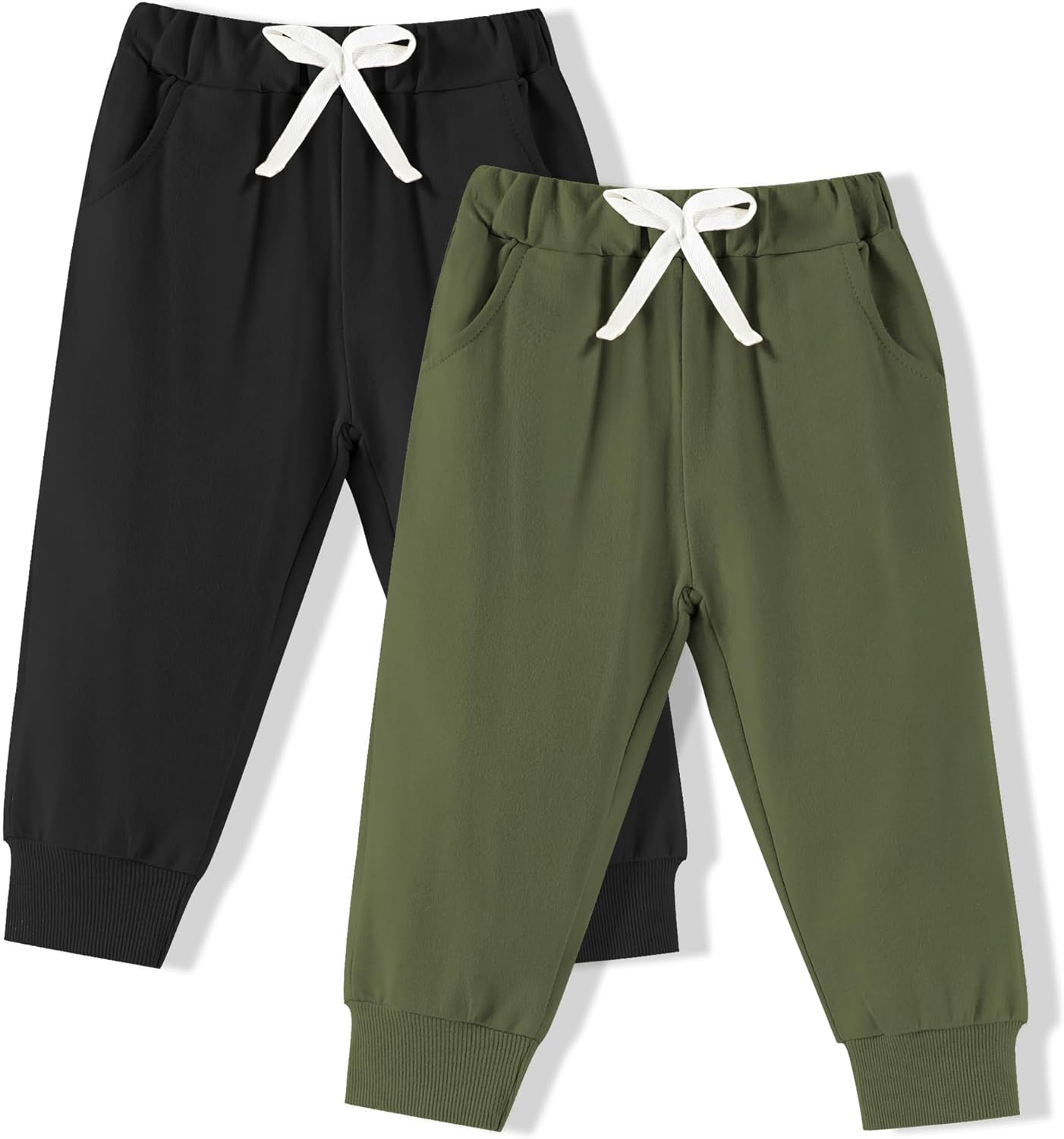 DREAM BUS 2 Pack Toddler Boy Pants with Pockets Baby and Toddler Jogger Pants, Cotton Sweatpants for 9 Months - 4T