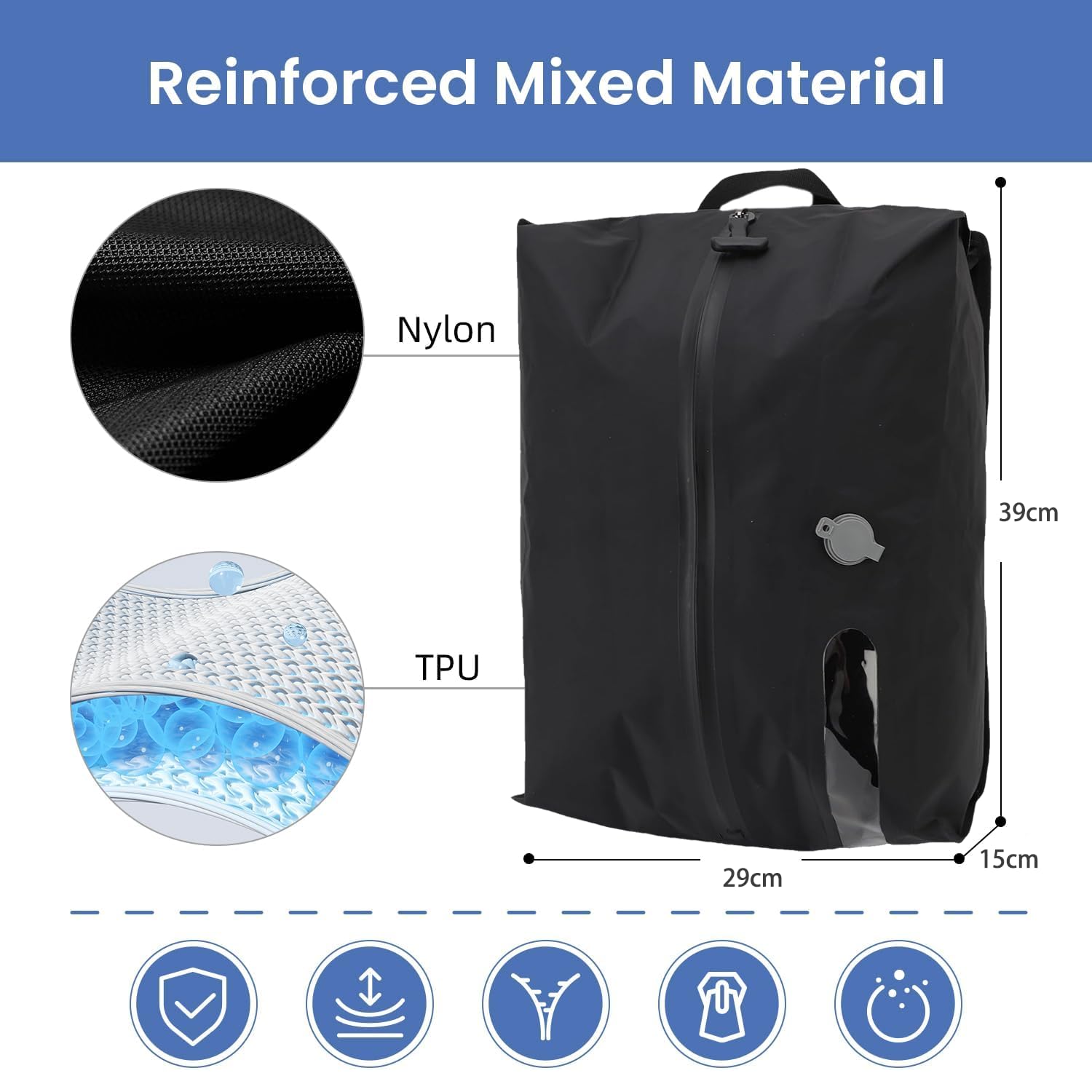 16L Sac sous Vide pour Vêtements de Voyage, Sac de Voyage sous Vide Imperméable Pliable avec Fenêtre Transparente (Noir, Sans Pompe)