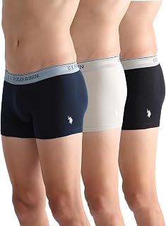 U.S. Polo ASSN. Men Cotton Spandex Mid Rise Solid OET15 Trunks Underwear - Pack of 3 Price In India