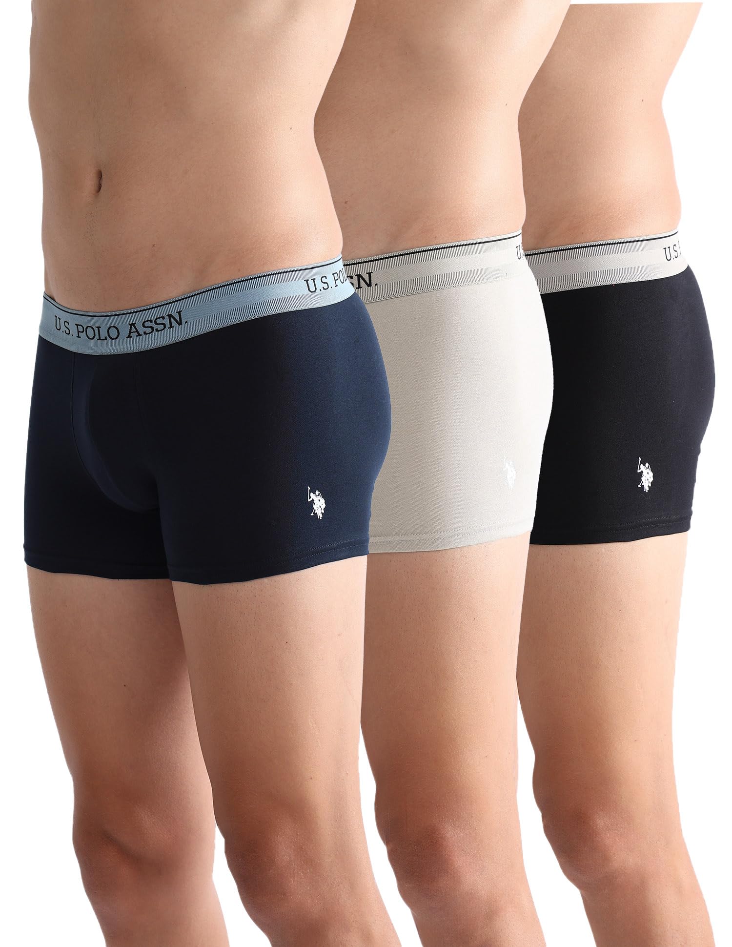 Men Cotton Spandex Mid Rise Solid OET15 Trunks Underwear - Pack of 3