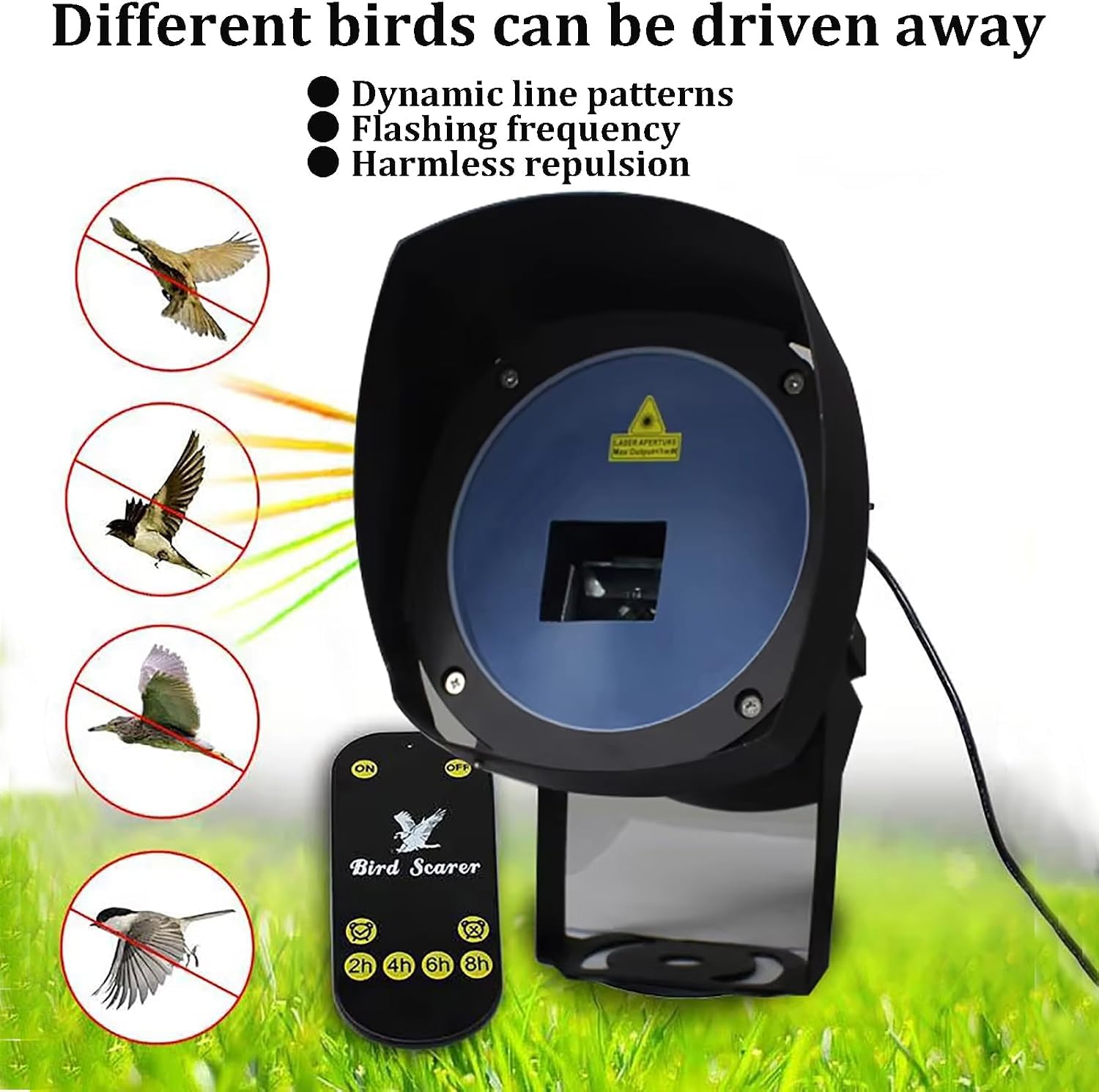 Repelente Láser Automático para Aves, Ahuyentador Láser De Aves | Escaneo Automático De Gran Angular De 120°, Resistente Al Agua Para Exteriores, Perseguir Palomas, Estorninos Y Gorriones