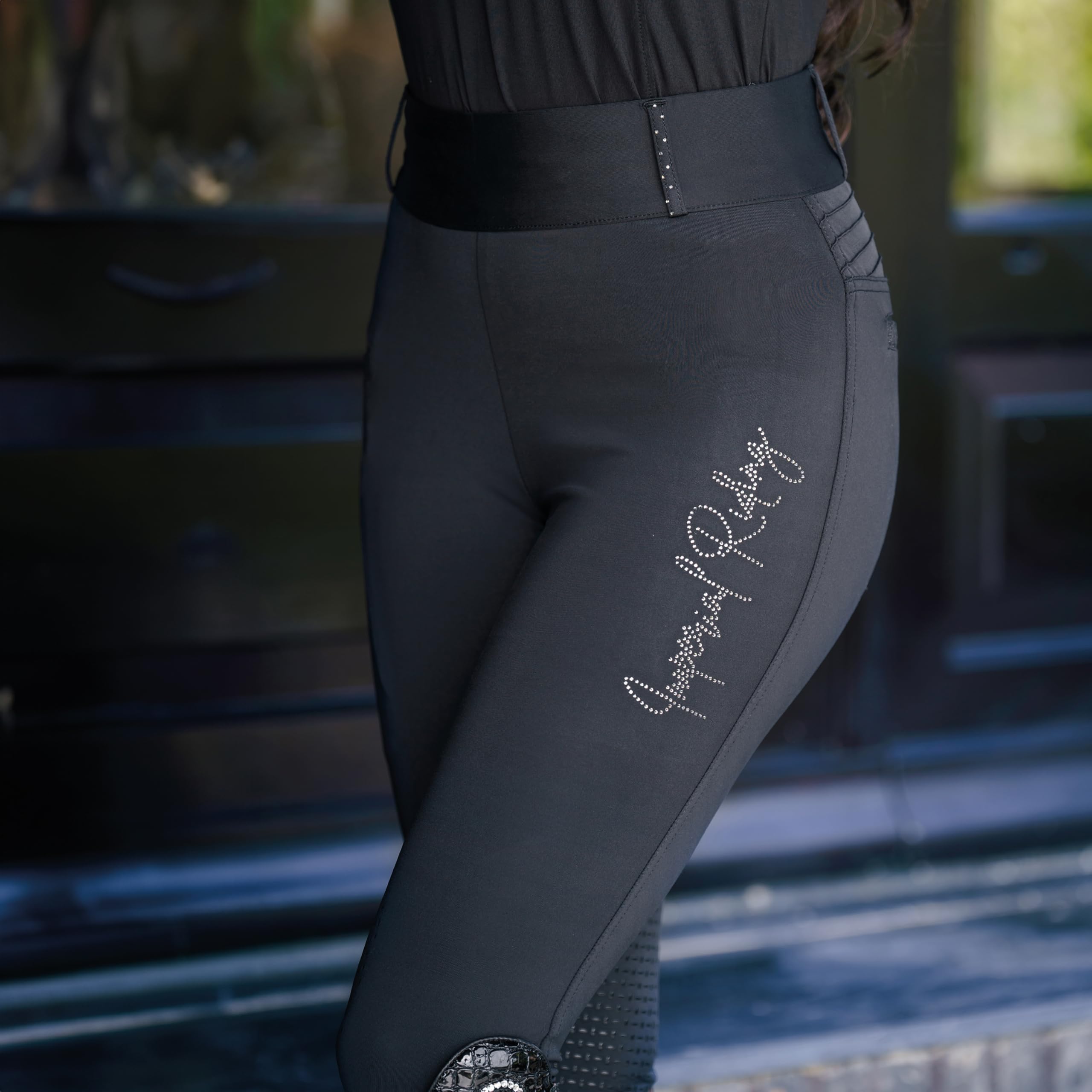 Imperial Riding Reitlegging IRH Comfi Sparks, Legging da Equitazione da Donna con Inserto in Silicone, Elasticizzato in 4 direzioni, Vita Alta e Tasca per Cellulare