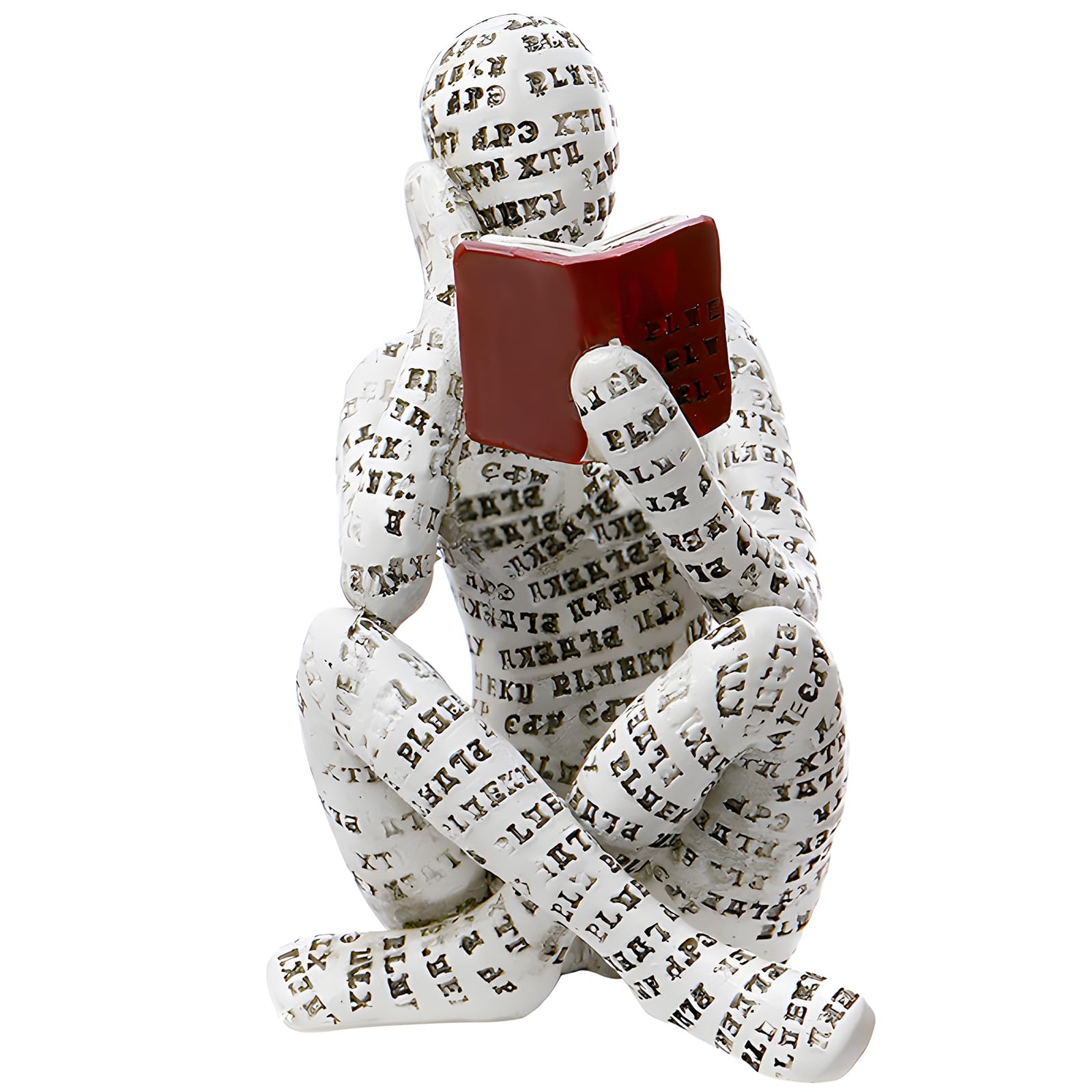 SIMDAO Resin Abstract Thinker, Reading Woman Figurine, Bookworm Sculpture - 2.82.64.3in, Innovative Lady Reading Pulp Molding, Bookshelf Ornament