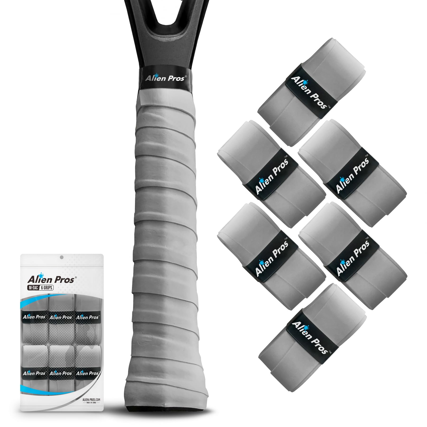 ALIEN PROS New Model M-Tac Tennis Racket Grip Tape (6 Grips) Tennis Overgrip Grip Tape Tennis Racket Tac Feel Tennis Grip – Wrap Your Racquet for High Performance (6 Grips)