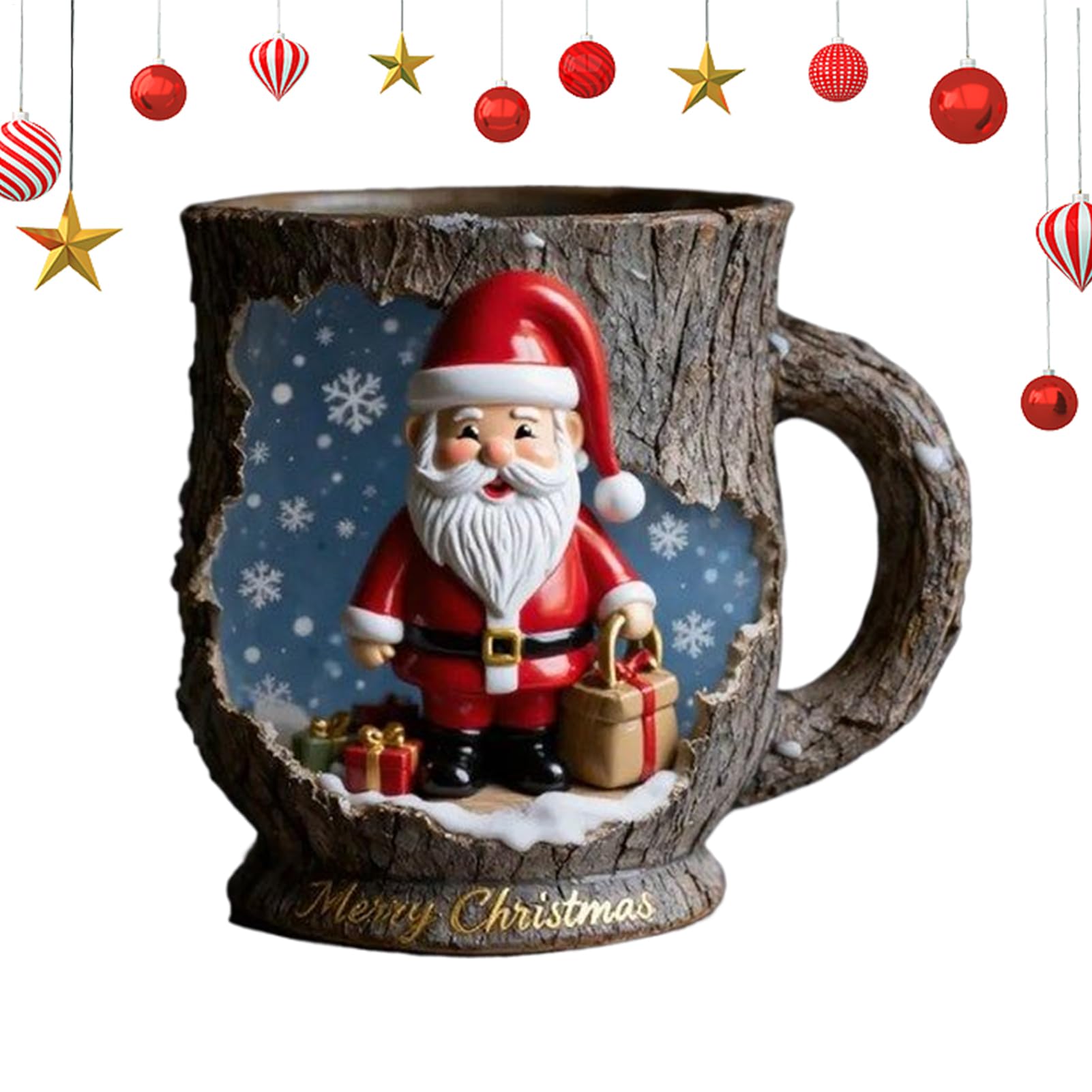 Tazas Navideñas con textura de corteza agrietada y muñeco de nieve