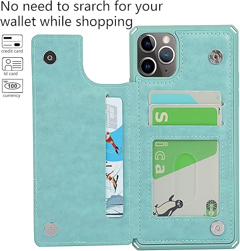Miniatura 9 de Cavor Funda para iPhone 11 Pro con tarjetero, funda tipo cartera con tarjetero y tarjetero para iPhone 11Pro, funda de piel sintética con ranuras